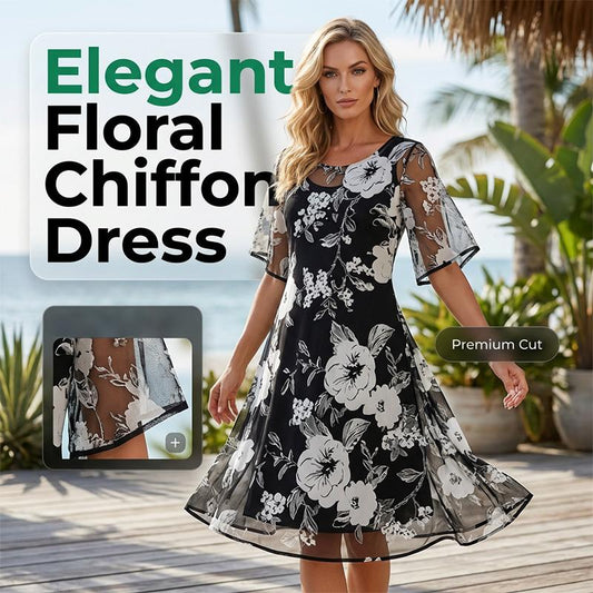 ✨NIEUW & AANBIEDING｜Chiffonjurk met bloemenprint, losse pasvorm en elegant👗