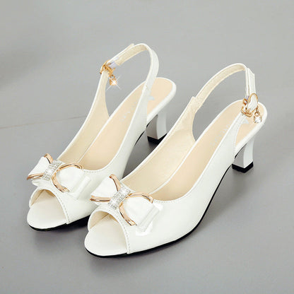 🎁2026 Nieuw binnen 50% KORTING💥✨Elegante dames sandalen met strass-strik, middenhak en verstelbaar bandje💃