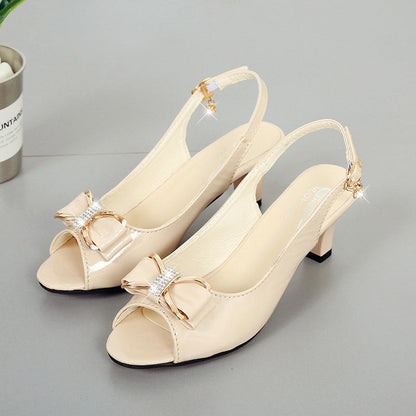 🎁2026 Nieuw binnen 50% KORTING💥✨Elegante dames sandalen met strass-strik, middenhak en verstelbaar bandje💃