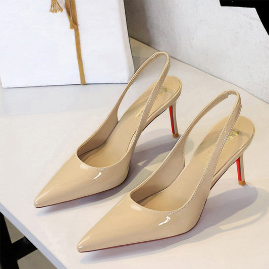 Damesslingback stiletto's met spitse neus van lakleer