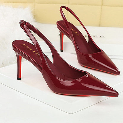 Damesslingback stiletto's met spitse neus van lakleer
