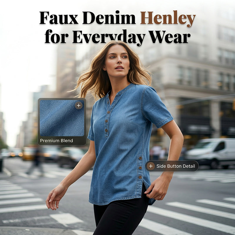 📢📢 50% KORTING !! ⏰ Ademende casual top voor dames met denimlook