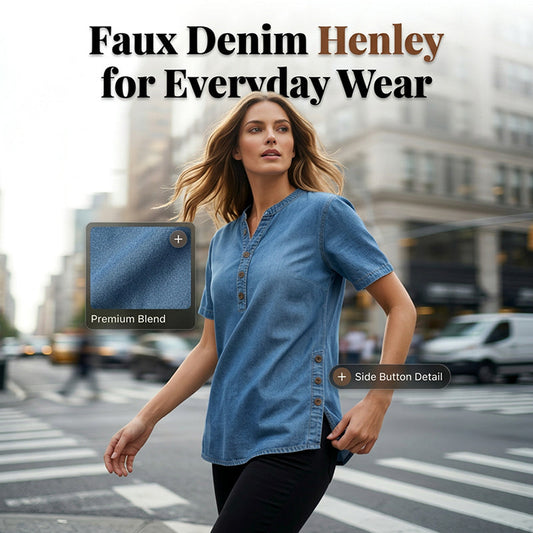 📢📢 50% KORTING !! ⏰ Ademende casual top voor dames met denimlook