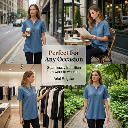 📢📢 50% KORTING !! ⏰ Ademende casual top voor dames met denimlook