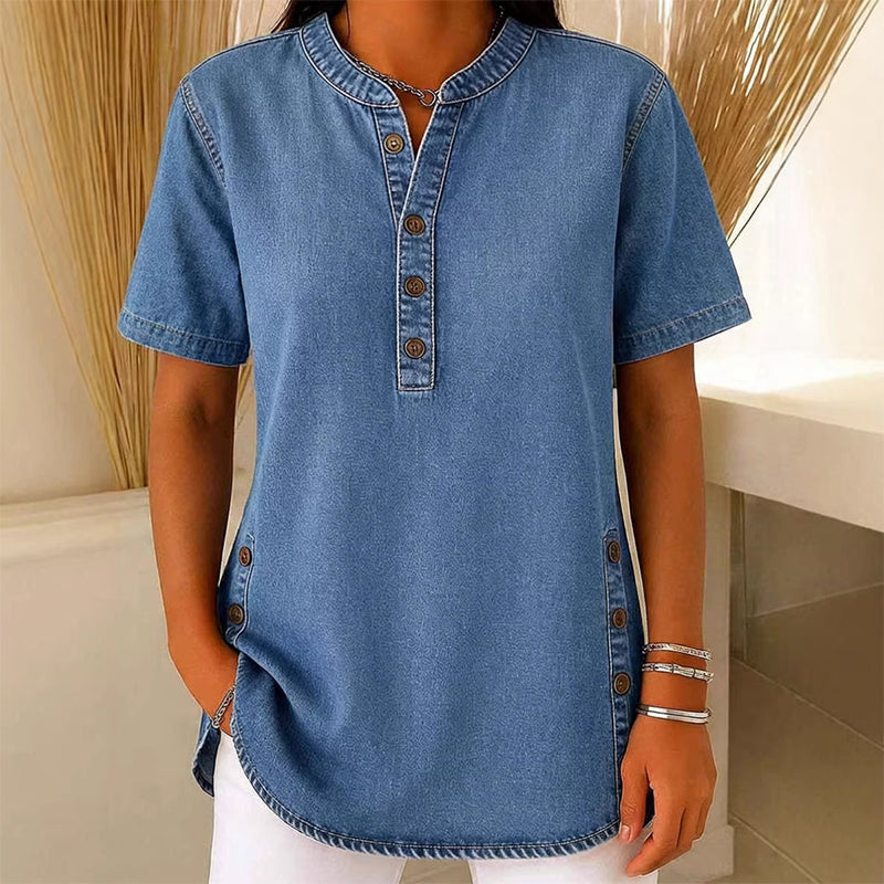 📢📢 50% KORTING !! ⏰ Ademende casual top voor dames met denimlook