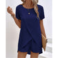 📢📢 50% KORTING !! ⏰ Tweedelig setje voor dames: top en short in effen kleur met onregelmatige vorm
