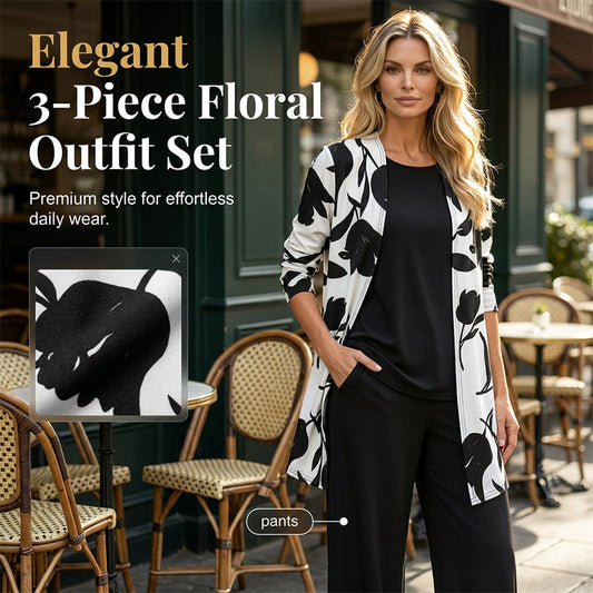 🔥Vandaag laatste kans, morgen terug naar originele prijs⌛️Dames 3-delige bloemenoutfit | Comfortabel, makkelijk te combineren & vormflatterend✨