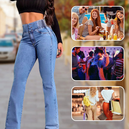 Elastische Flare Jeans met Hoge Taille