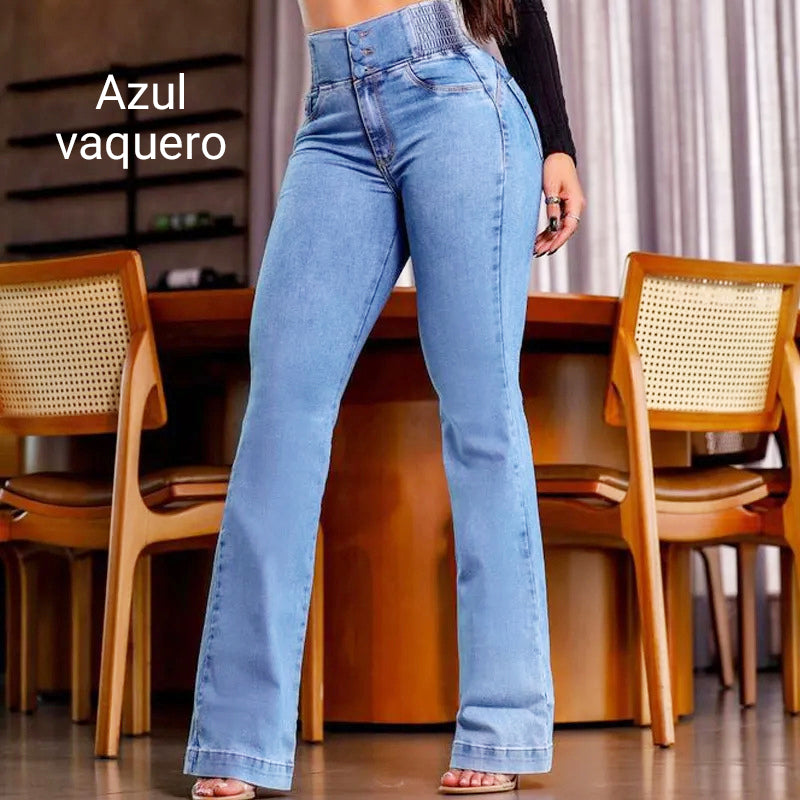 Elastische Flare Jeans met Hoge Taille