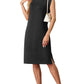 Dames Ronde Hals Loose Split Strijkvrije Midi Jurk met Zakken