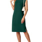 Dames Ronde Hals Loose Split Strijkvrije Midi Jurk met Zakken