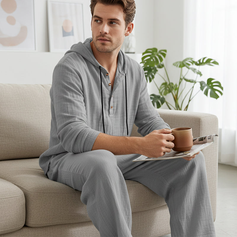 Heren 2-Delige Set: Losse Casual Top met Capuchon & Broek