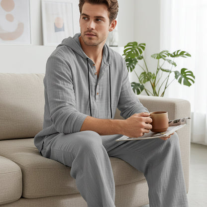 Heren 2-Delige Set: Losse Casual Top met Capuchon & Broek