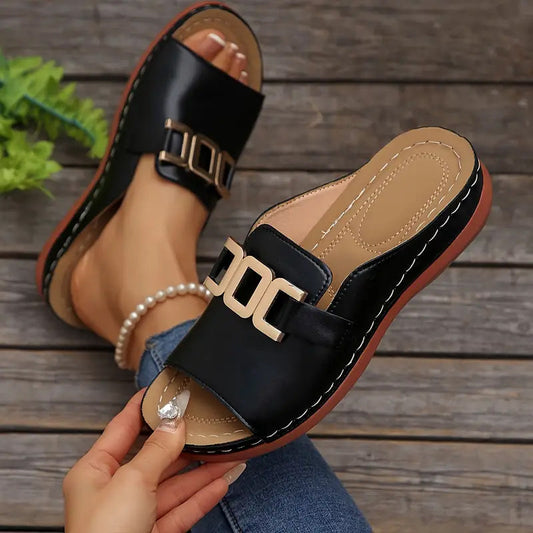 🔥Laatste dagaanbieding 50% KORTING 🏖️💞Beste comfort - Comfortabele orthopedische sandalen met sleehak voor dames