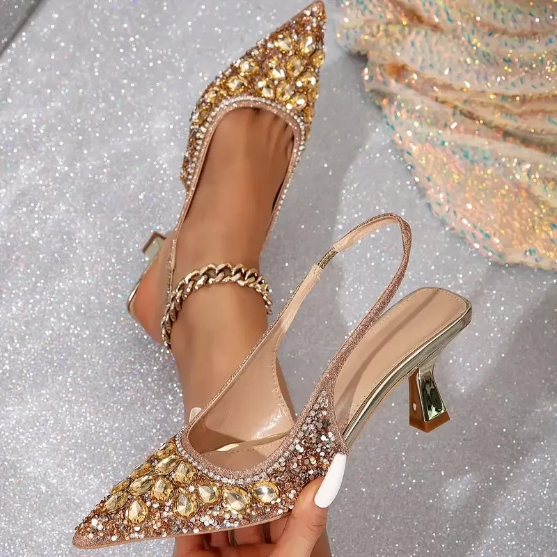 👡Puntige diamanten hoge hakken✨🔥🔥🔥-10% korting + gratis verzending