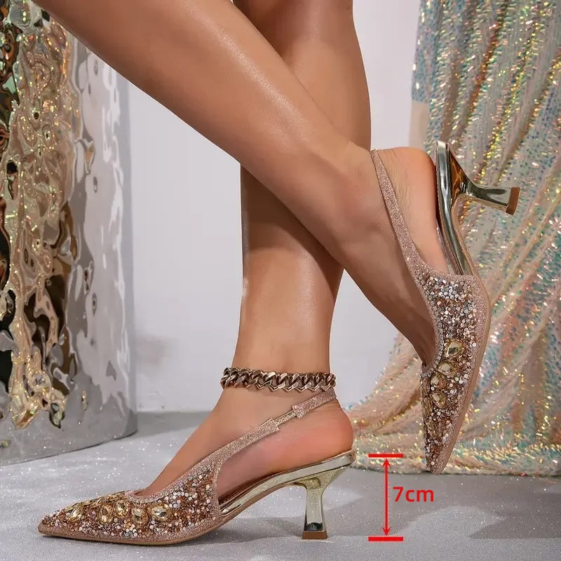 👡Puntige diamanten hoge hakken✨🔥🔥🔥-10% korting + gratis verzending