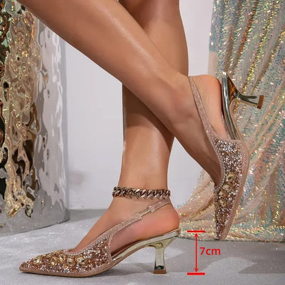 👡Puntige diamanten hoge hakken✨🔥🔥🔥-10% korting + gratis verzending