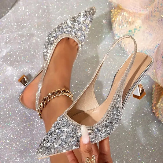 👡Puntige diamanten hoge hakken✨🔥🔥🔥-10% korting + gratis verzending