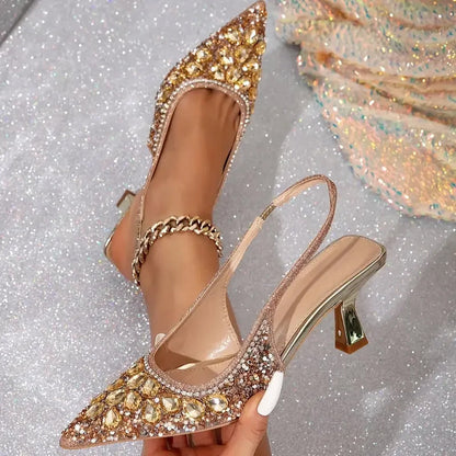 👡Puntige diamanten hoge hakken✨🔥🔥🔥-10% korting + gratis verzending