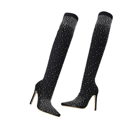 Faux diamanten over-de-knielaarzen voor dames