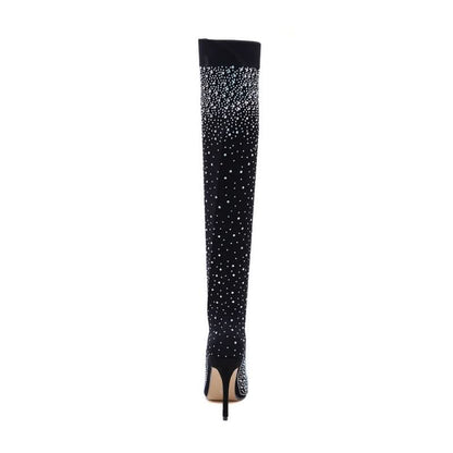 Faux diamanten over-de-knielaarzen voor dames