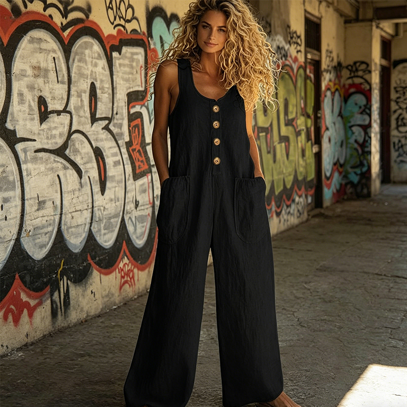🔥50% Korting Dames Jumpsuit🌿Mouloos luchtig met zakken voor alle lichaamsvormen