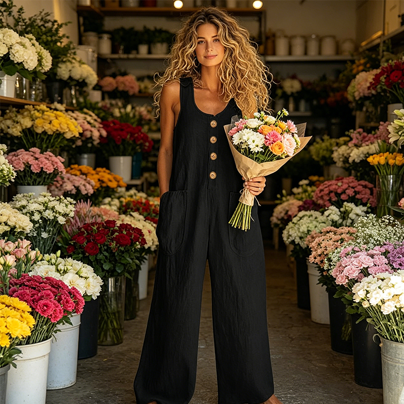🔥50% Korting Dames Jumpsuit🌿Mouloos luchtig met zakken voor alle lichaamsvormen