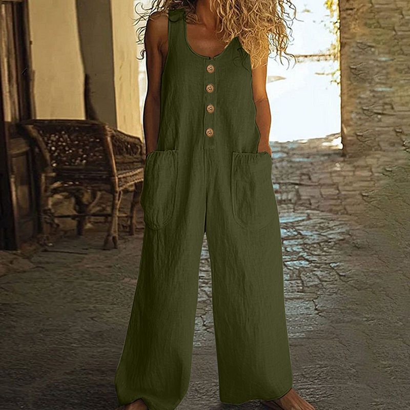 🔥50% Korting Dames Jumpsuit🌿Mouloos luchtig met zakken voor alle lichaamsvormen