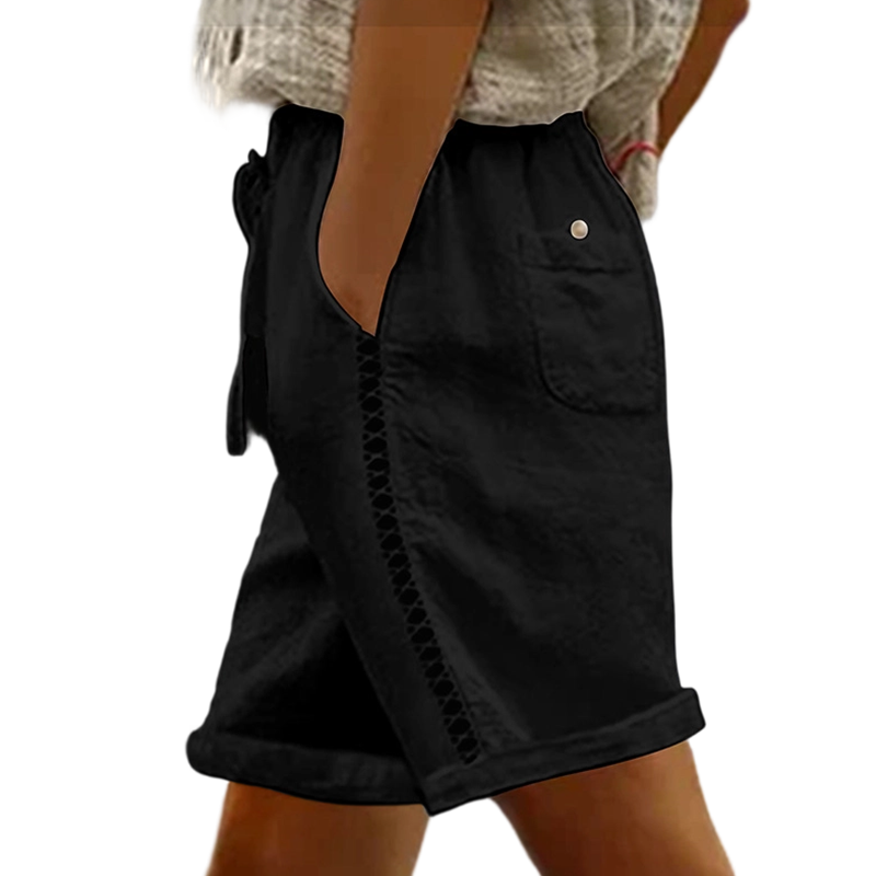 🔥50% KORTING! Dames shorts met trekkoord & kant, ademend materiaal met handige zakken