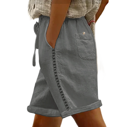 🔥50% KORTING! Dames shorts met trekkoord & kant, ademend materiaal met handige zakken