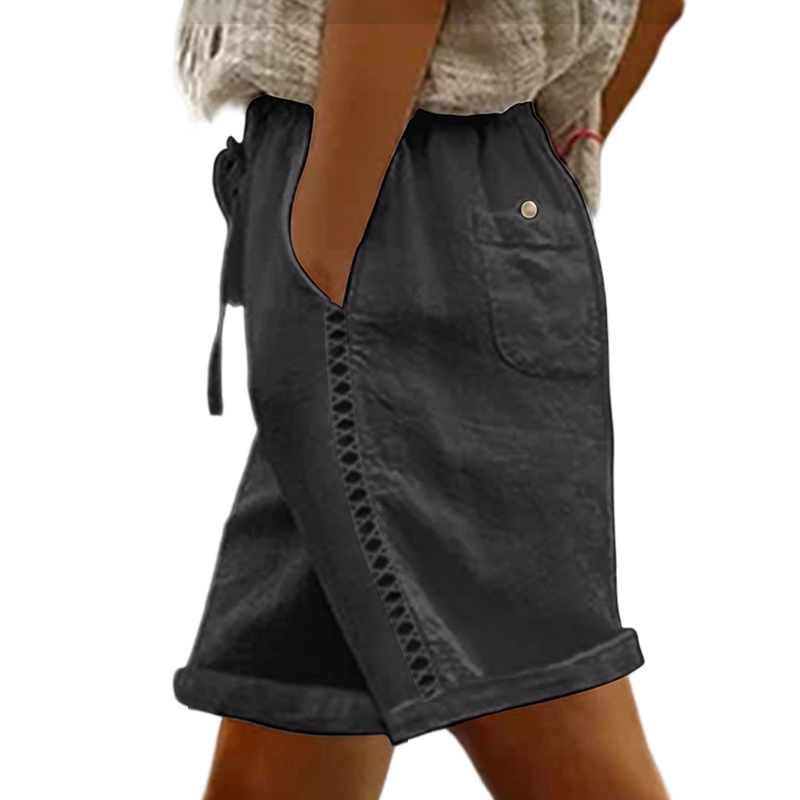 🔥50% KORTING! Dames shorts met trekkoord & kant, ademend materiaal met handige zakken