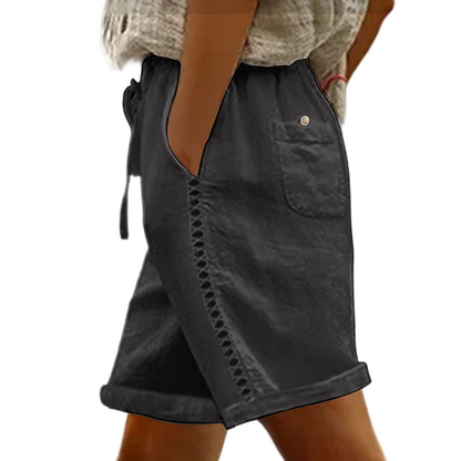 🔥50% KORTING! Dames shorts met trekkoord & kant, ademend materiaal met handige zakken