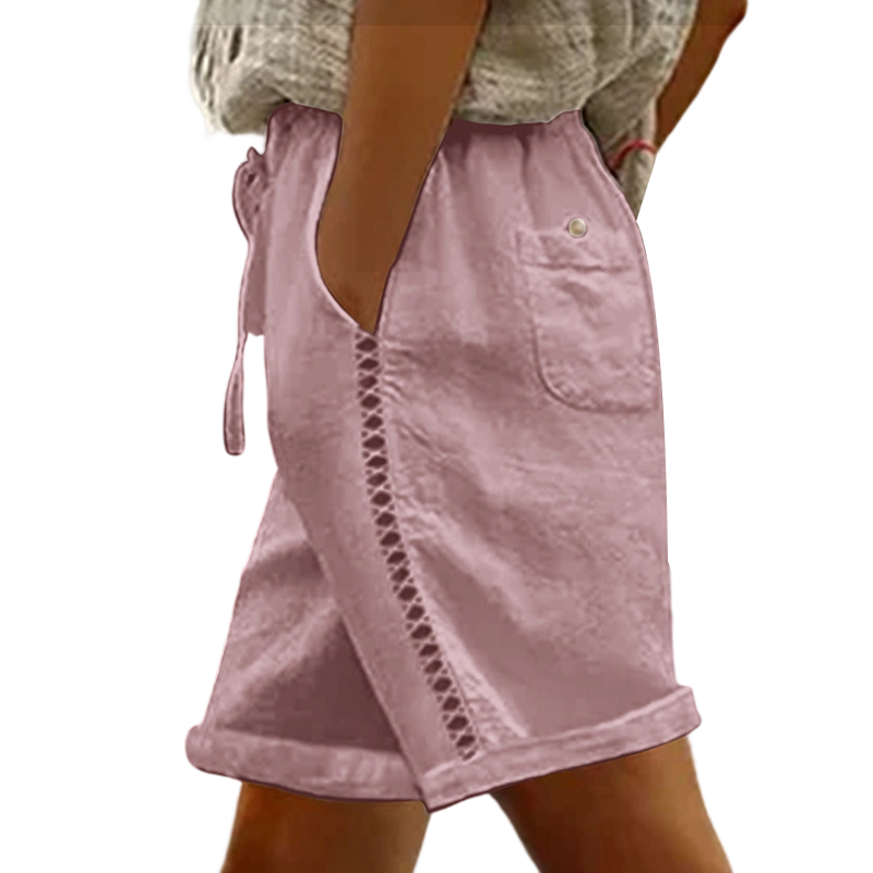 🔥50% KORTING! Dames shorts met trekkoord & kant, ademend materiaal met handige zakken