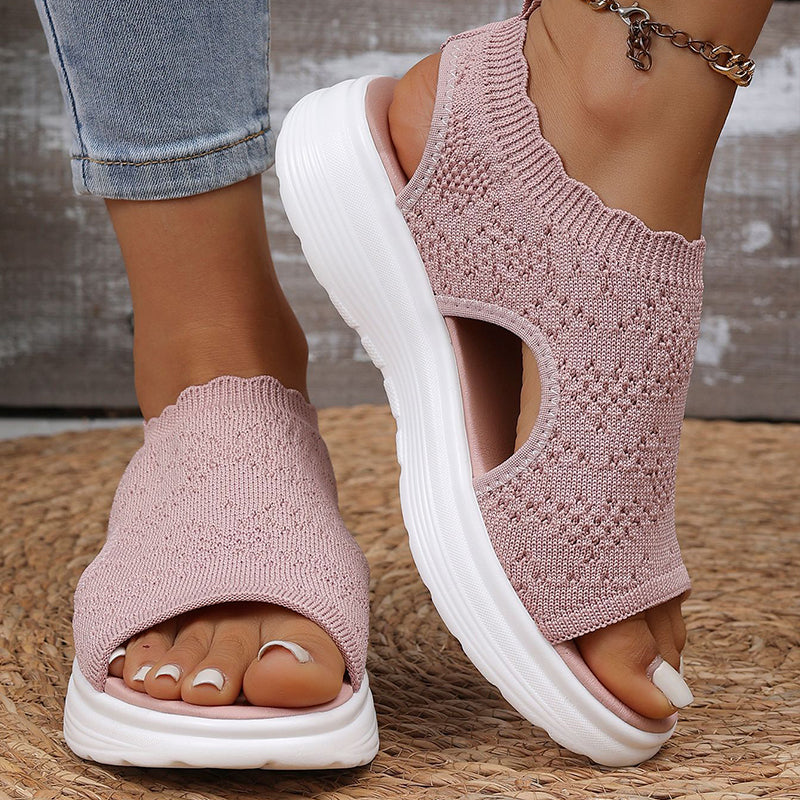 👡🌬️ Ademende gebreide platform sandalen voor dames – Lichtgewicht en zacht ✨