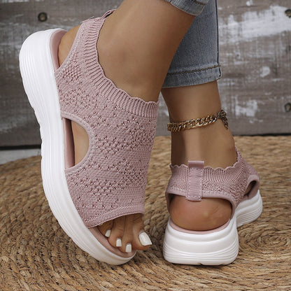 👡🌬️ Ademende gebreide platform sandalen voor dames – Lichtgewicht en zacht ✨