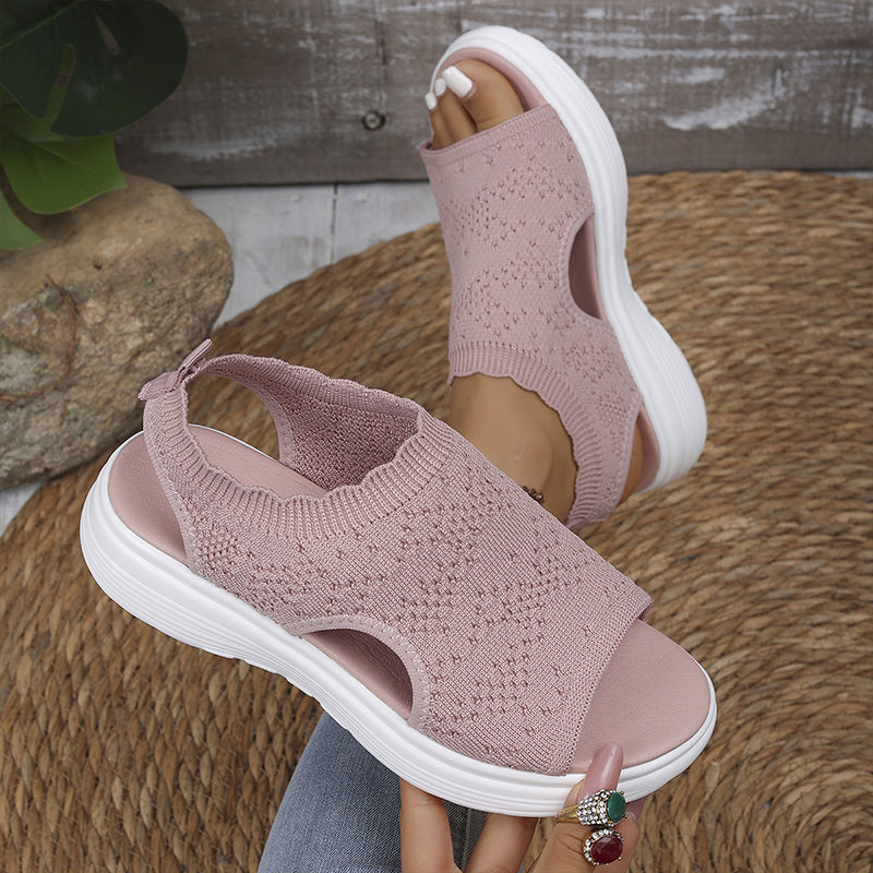 👡🌬️ Ademende gebreide platform sandalen voor dames – Lichtgewicht en zacht ✨