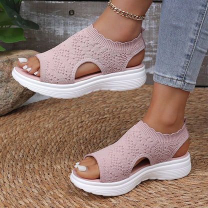 👡🌬️ Ademende gebreide platform sandalen voor dames – Lichtgewicht en zacht ✨