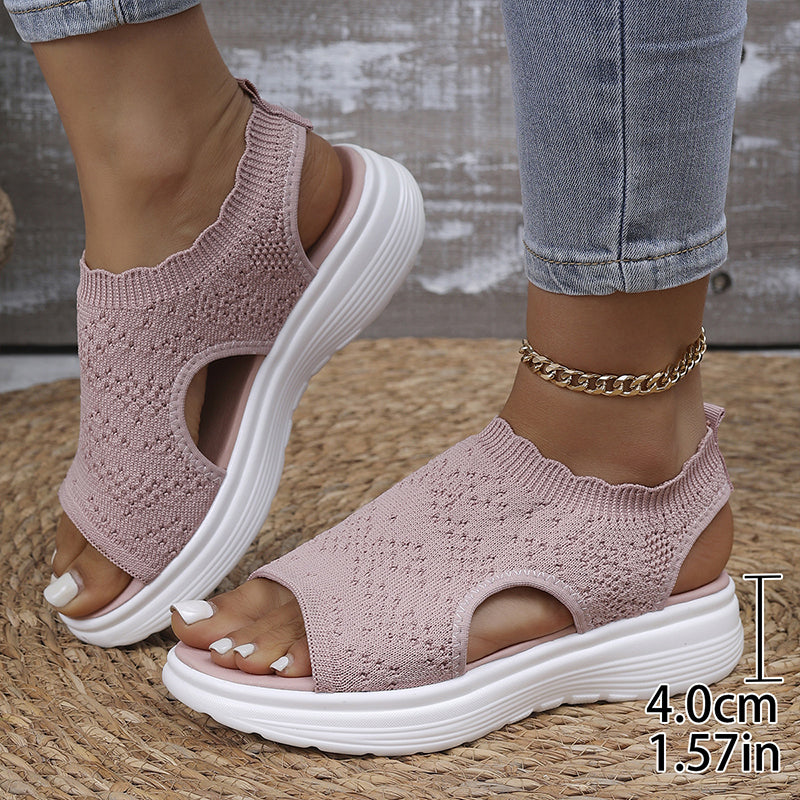 👡🌬️ Ademende gebreide platform sandalen voor dames – Lichtgewicht en zacht ✨