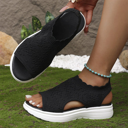 👡🌬️ Ademende gebreide platform sandalen voor dames – Lichtgewicht en zacht ✨