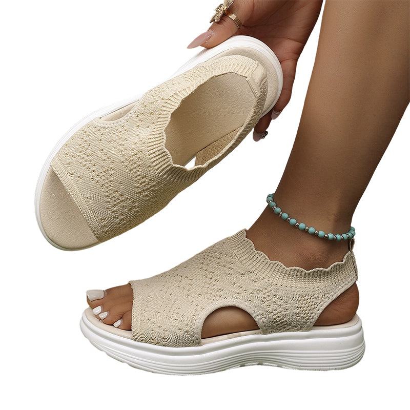 👡🌬️ Ademende gebreide platform sandalen voor dames – Lichtgewicht en zacht ✨