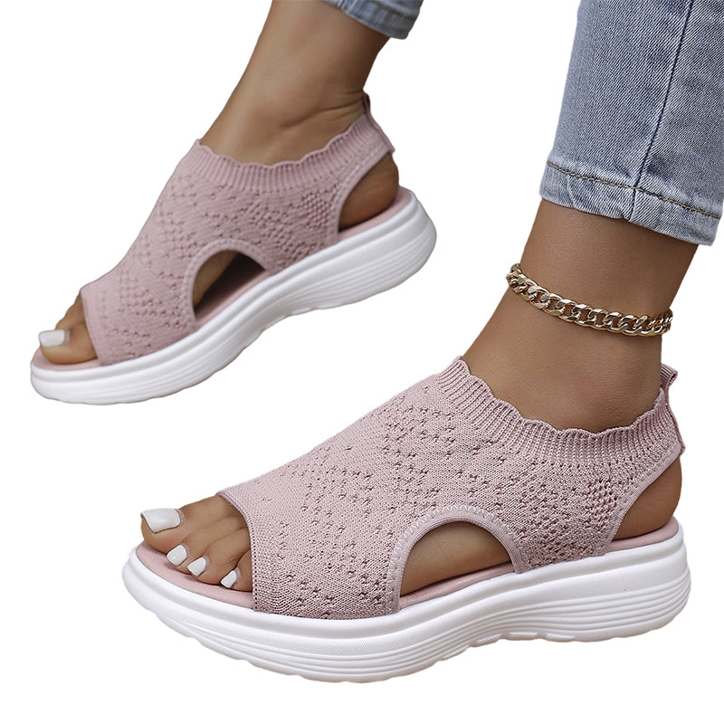 👡🌬️ Ademende gebreide platform sandalen voor dames – Lichtgewicht en zacht ✨