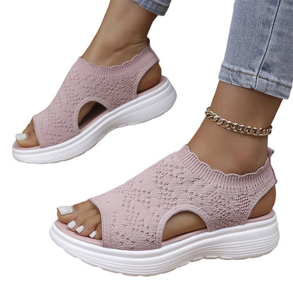 👡🌬️ Ademende gebreide platform sandalen voor dames – Lichtgewicht en zacht ✨