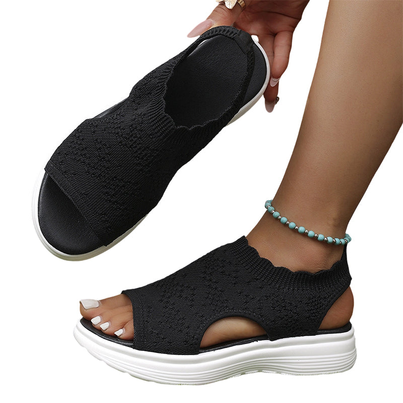 👡🌬️ Ademende gebreide platform sandalen voor dames – Lichtgewicht en zacht ✨