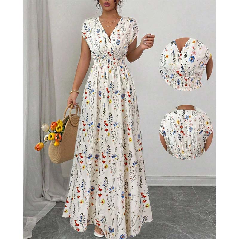 🔥50% KORTING Bloemenprint maxijurk | V-hals & gesmokte taille 🌸