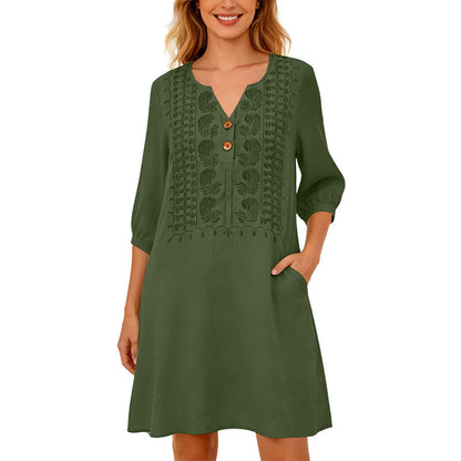 🌸 MEGA SALE -50% 👗 Geborduurde Jurk ✨ Comfort & Elegantie
