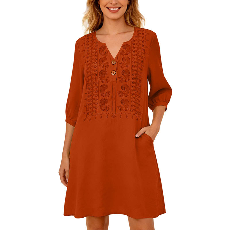 🌸 MEGA SALE -50% 👗 Geborduurde Jurk ✨ Comfort & Elegantie