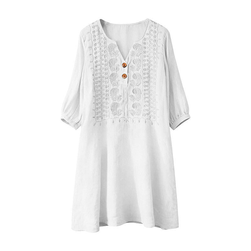 🌸 MEGA SALE -50% 👗 Geborduurde Jurk ✨ Comfort & Elegantie