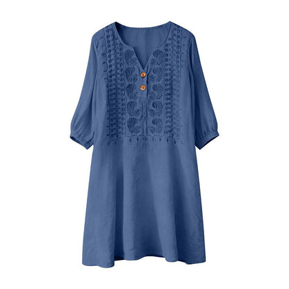 🌸 MEGA SALE -50% 👗 Geborduurde Jurk ✨ Comfort & Elegantie