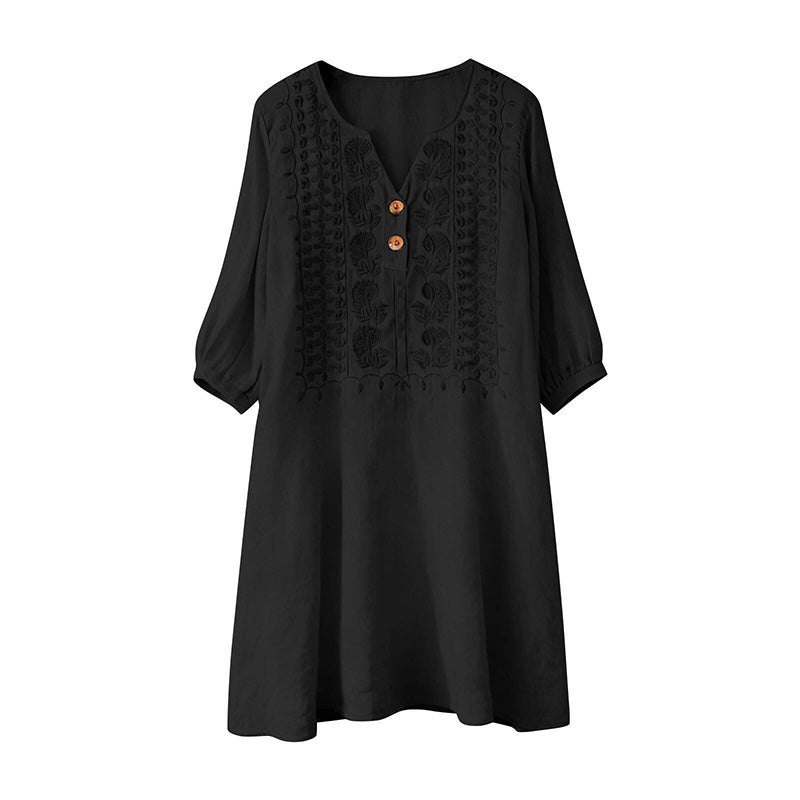 🌸 MEGA SALE -50% 👗 Geborduurde Jurk ✨ Comfort & Elegantie