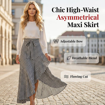 ⏰🔥TIJDELIJK 50% KORTING!🔥Dames maxi-rok met hoge taille en asymmetrische ruches